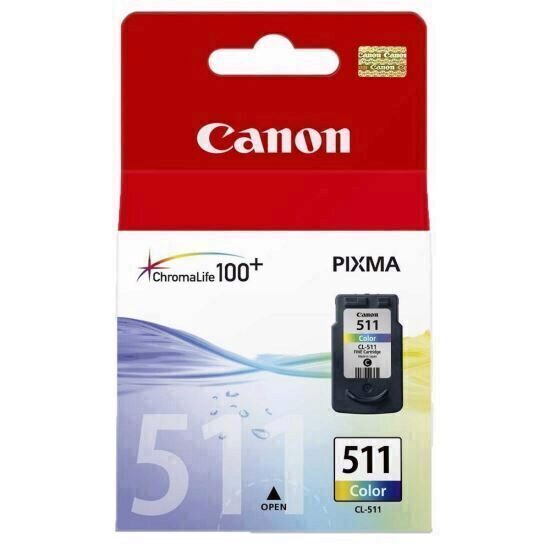 Cartus cerneala Canon CL-511, color, capacitate 9ml / 245 pagini, pentru Canon Pixma IP2700, Pixma MP230, Pixma MP240, Pixma MP250, Pixma MP260, Pixma MP270, Pixma MP280, Pixma MP282, Pixma MP480, Pixma MP490, Pixma MP495, Pixma MX320, Pixma MX330, Pixma MX340, Pixma MX350, Pixma MX360, Pixma MX410