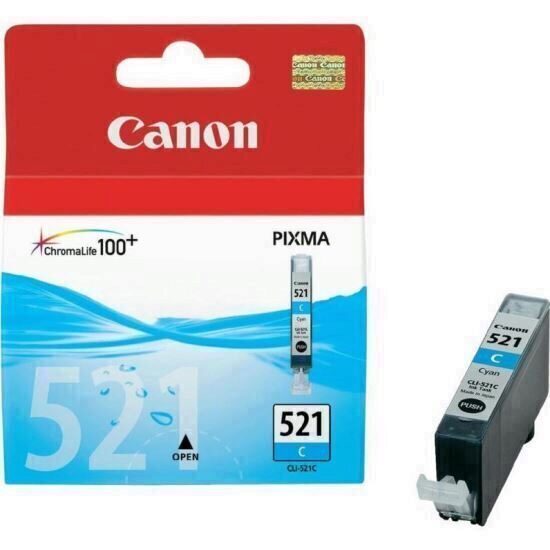 Cartus cerneala Canon CLI-521C, cyan, 9ml / 505 pagini, pentru Canon MX860, Pixma IP3600, Pixma IP4600, Pixma IP4700, Pixma MP540, Pixma MP550, Pixma MP560, Pixma MP620, Pixma MP630, Pixma MP640, Pixma MP980, Pixma MP990, Pixma MX870.