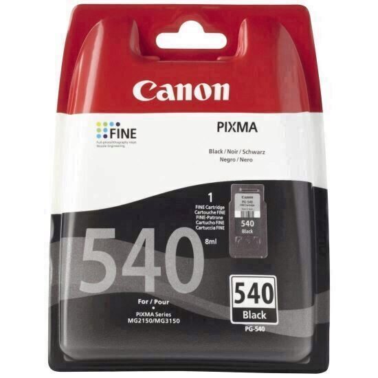 Cartus cerneala Canon PG-540, black, capacitate 8ml / 180 pagini, pentru Canon Pixma MG2150, Pixma MG2250, Pixma MG3150, Pixma MG3250, Pixma MG3550, Pixma MG4150, Pixma MG4250, Pixma MX375, Pixma MX395, Pixma MX435, Pixma MX455, Pixma MX475, Pixma MX515, Pixma MX525, Pixma MX535.