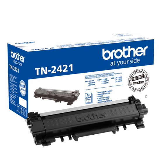 Toner Original Brother Black, TN2421, pentru DCP-L2512/L2532/L2552,HL-L2312/L2352/L2372,MFC-L2712/L2732,  3K, "TN2421"