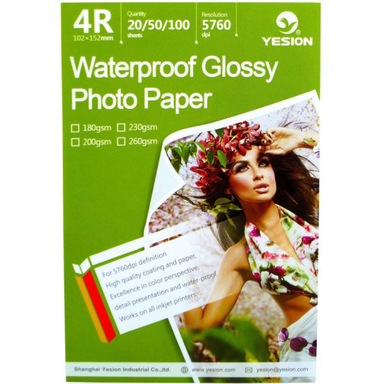 Hartie foto Yesion Waterproof Glossy 4R, 230 g/mp, 50 coli/pachet