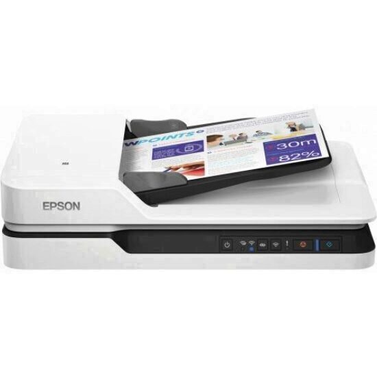 Scanner Epson DS-1660W, dimensiune A4, tip flatbed, viteza scanare: 25 ppm alb-negru si color, rezolutie optica 600x600dpi, ADF 50 pagini, duplex,fiabilitate ciclu de lucru zilnic 1.500 Pagini, formate ieşire, Scanare către JPEG, Scanare către TIFF, Scanare către multi TIFF, Scanare către PSF