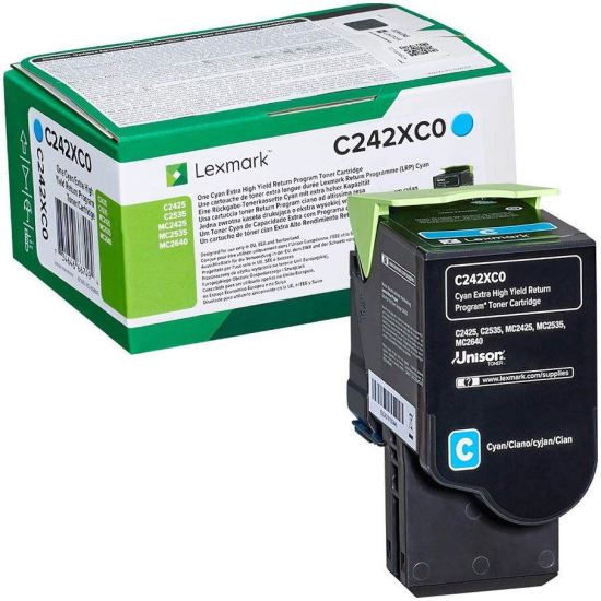 Toner Lexmark C242XC0, cyan, 3.5k, Return programme C2425dw / C2535dw / MC2425adw / MC2535adwe / MC2640adwe