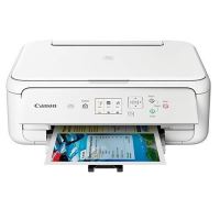 Multifunctional inkjet color Canon Pixma TS5151 white, dimensiune A4 (Printare, Copiere, Scanare), viteza 13ipm alb-negru, 6.8ipm color, rezolutie 4800x1200 dpi, alimentare hartie 100 coli, imprimare fara margini, scanner cu suport plat CIS, rezolutie sca